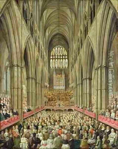 An Interior View of Westminster Abbey on the Commemoration of Handels Centenary Taken from the Managers Box Oil Painting - Edward Edwards