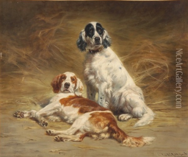 Zwei Spaniel Oil Painting - Jules Bertrand Gelibert