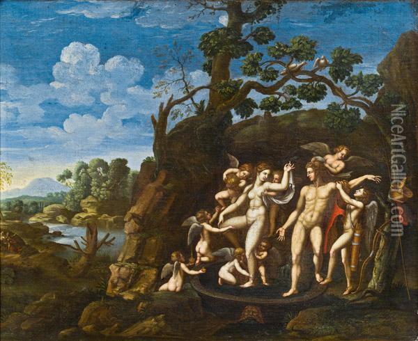 Venus Und Mars Im Bade Oil Painting - Giulio Romano