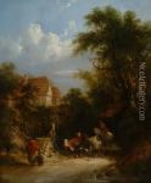 Returning From Market Oil Painting - Snr William Shayer