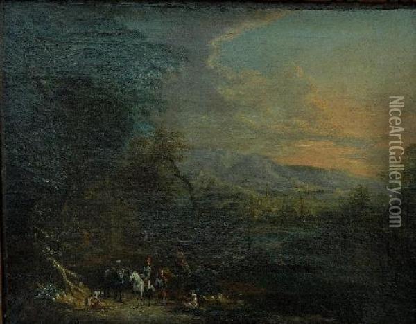 Krajobraz Nadrzeczny Z Podroznymi Oil Painting - Adriaen Frans Boudewijns