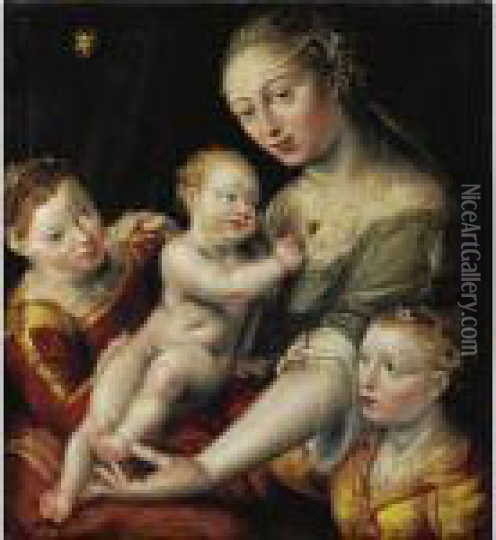 A Mother And Her Children Oil Painting - Jan Massys