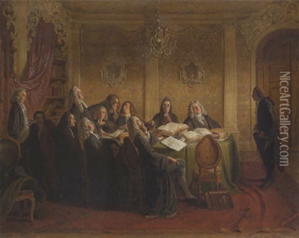 Hieronymus Jobs Im Examen Oil Painting - Johann Peter Hasenclever