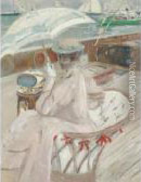 Madame Helleu Sur Son Yacht, L'etoile Oil Painting - Paul Cesar Helleu