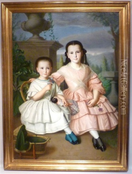 Deux Jeunes Filles Oil Painting - Victor Lejeune