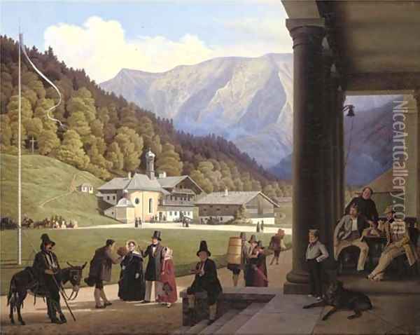 A View of Wildbad Kreuth in the Bavarian Alps Oil Painting - Ludwig August Most