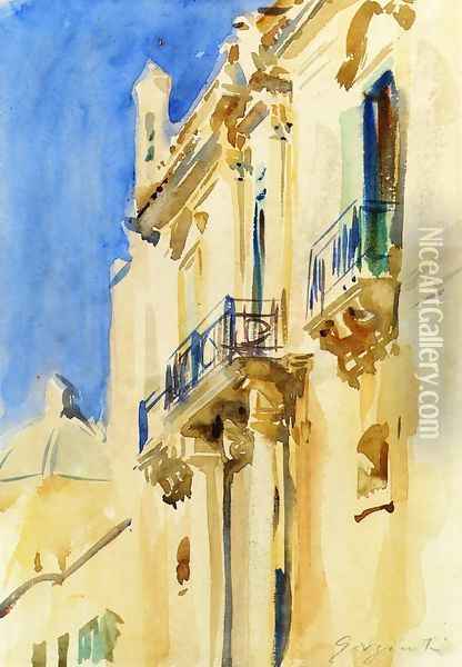 Facade of a Palazzo, Girgente, Sicily Oil Painting - John Singer Sargent