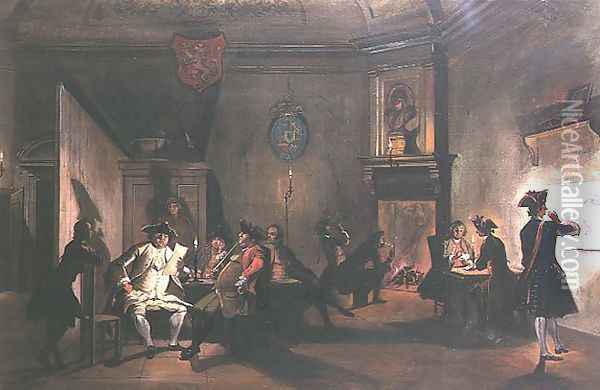 Interior with Military Officers Oil Painting - Cornelis Troost