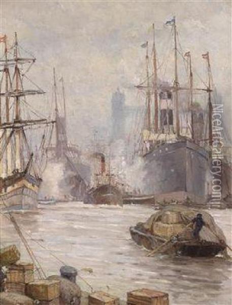 Harbour Scene Oil Painting - Arpad Basch