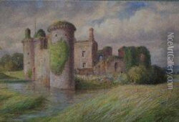Caerlaverock Castle, Dumfries Oil Painting - Chris Meadows