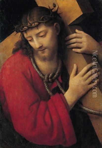 Christ Carrying The Cross Oil Painting - Andrea Solario