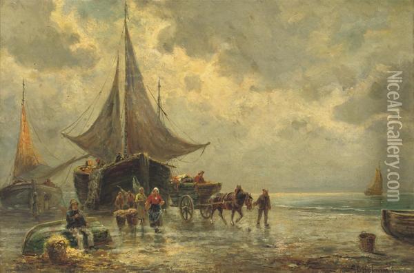 Daily Activities On The Beach Oil Painting - Jan Cornelis Hofman