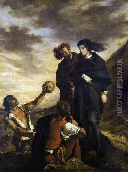 Hamlet and Horatio in the Graveyard Oil Painting - Eugene Delacroix