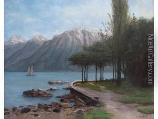 Vue Du Lac De Geneve Oil Painting - Cherubino Pata