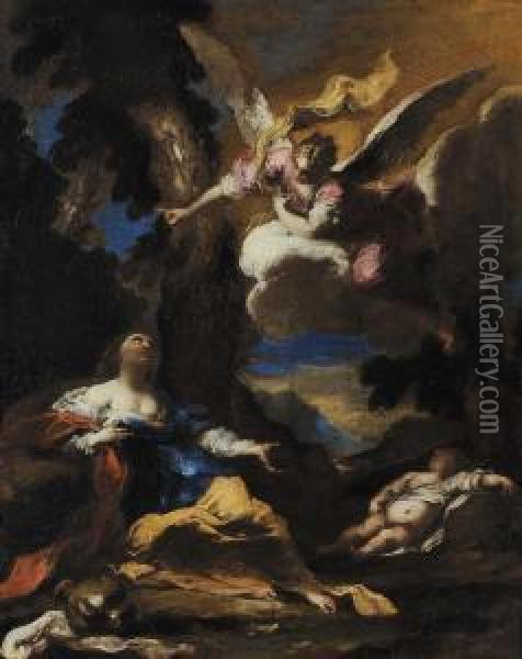 Agar E L'angelo Oil Painting - Valerio Castello