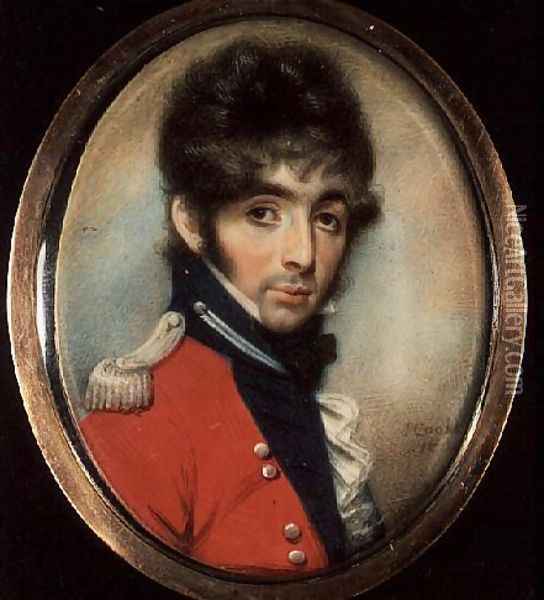 Miniature of an Unknown Officer Oil Painting - J. Cooke