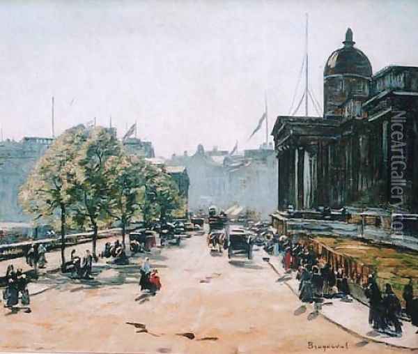 The National Gallery, Trafalgar Square Oil Painting - Louis Braquaval