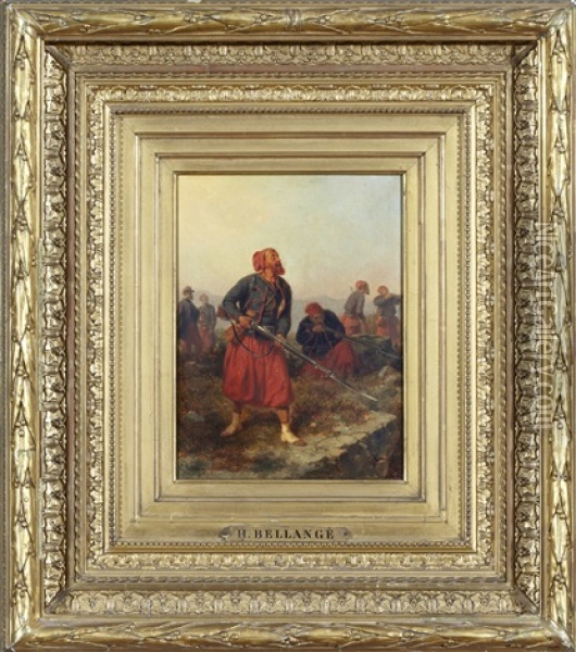 Aldre Infanterisoldat I Napoleons Nordafrikanska Zouaveuniform Oil Painting - Hippolyte Bellange