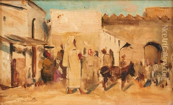 Vue Animee De Tanger En 1883 Oil Painting - Theo van Rysselberghe