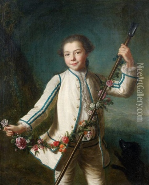 Portrait Presume De Charles De Montaignac En Patre Oil Painting - Marianne Loir