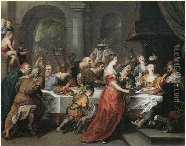 La Cena Di Erode Oil Painting - Frans II Francken