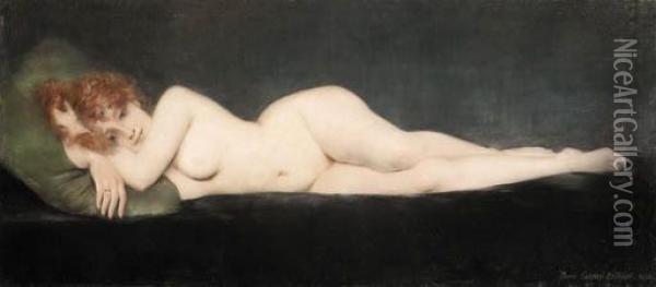 A Reclining Nude Oil Painting - Pierre Carrier-Belleuse