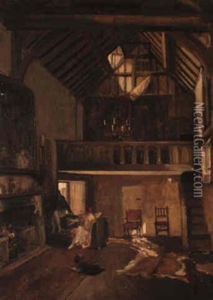 The Hall Of The Manor House, Sutton Courtenay Oil Painting - John Lavery