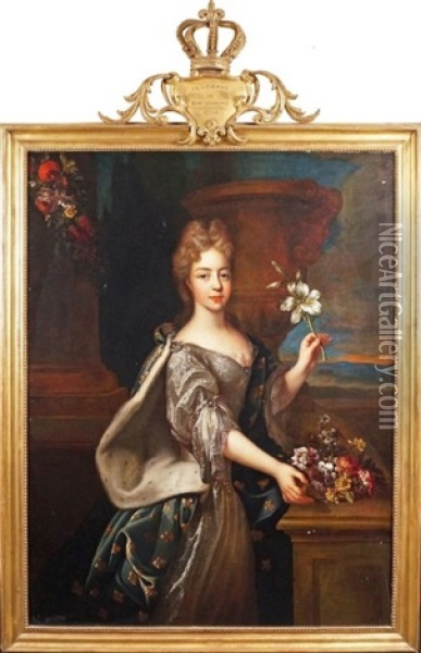 Portrait De Maire-adelaide De Savoie, Duchesse De Bourgogne Oil Painting - Pierre Gobert