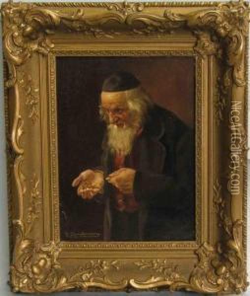 Judischer Alter Mann Beim Zahlen Des Geldes Oil Painting - John Aksel Christensen