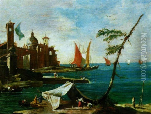 Venezianisches Capriccio Oil Painting - Giacomo Guardi