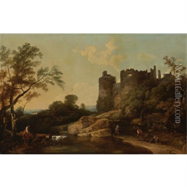 View Of Harlech Castle, Wales Oil Painting - Philip James de Loutherbourg