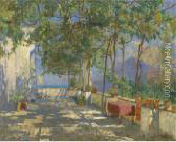 Patio In Capri Oil Painting - Konstantin Ivanovich Gorbatov