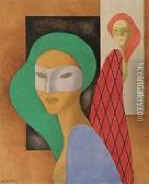 Duas Mulheres Oil Painting - Artur Alves Cardoso