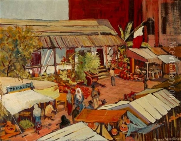 First Adobe  In Los Angeles Oil Painting - Florence Parker Bloser