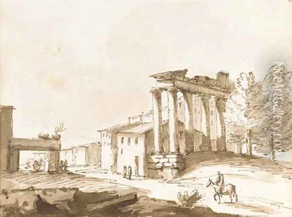 The Temple of Concord, Rome Oil Painting - Giovanni Battista Busiri