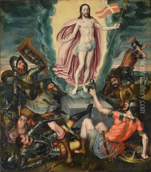 Main Panel Of An Altar With The Resurrection Of Christ Oil Painting - Michiel Coxie the Elder