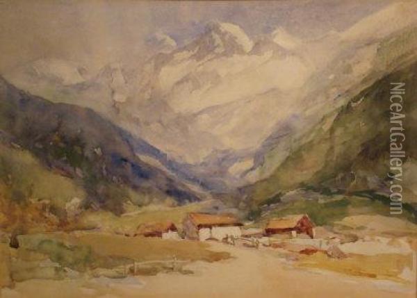An Alpine Pass Looking Towards Mount Blanc Oil Painting - Francis Abel William Armstrong