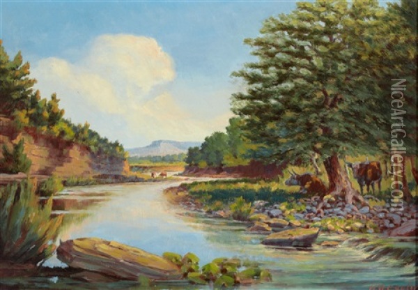 Middle Concho River Oil Painting - Harvey Wallace Caylor