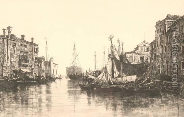 Fondamenta Di Ponte Lungo, Venice Oil Painting - John Henry Bradley
