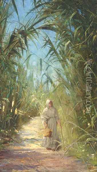 A woman in a South American sugar plantation Oil Painting - Theodor Ohlsen
