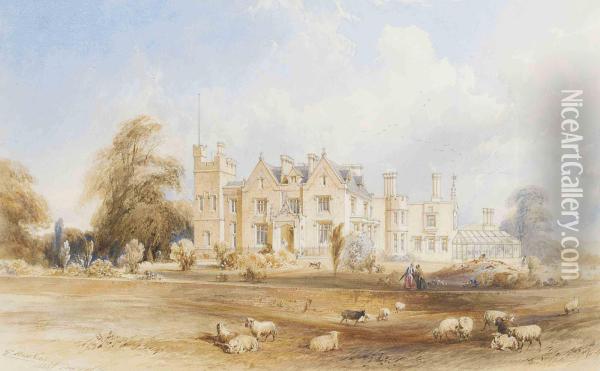Perspective Design For A Country House With A Conservatory Oil Painting - George Hawkins