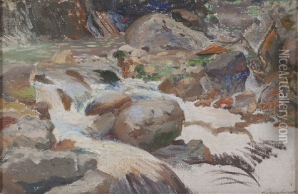 River Scene Oil Painting - Nandor (Ferdinand) Katona