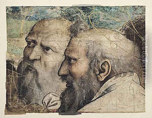 Two Heads, study for St. Peter Receiving the Keys to Heaven Oil Painting - Raphael (Raffaello Sanzio of Urbino)