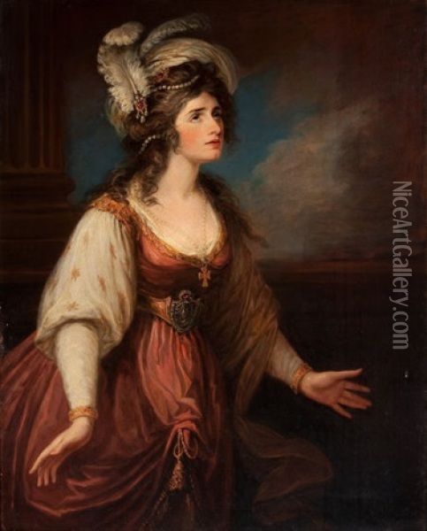 Portrait Of Sarah Siddons As Zara Oil Painting - William Hamilton