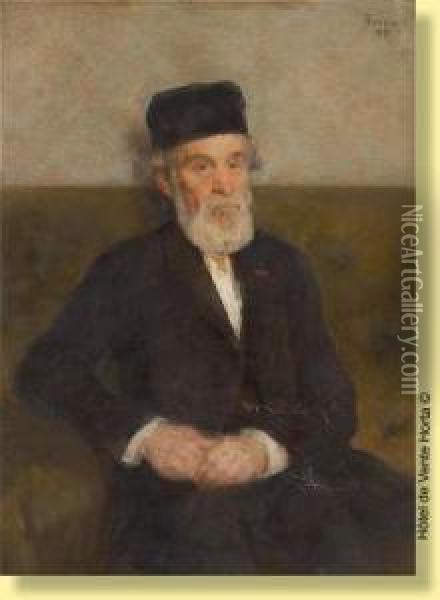 Portrait De Notable Oil Painting - Eugene Verdyen