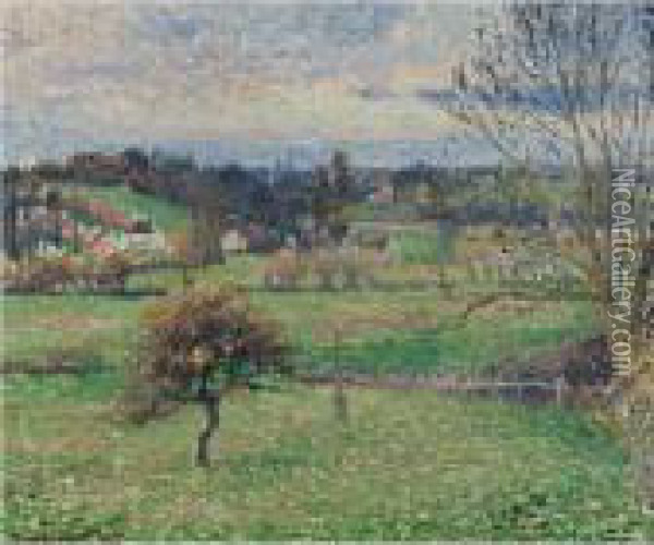 Le Pre A Eragny Oil Painting - Camille Pissarro