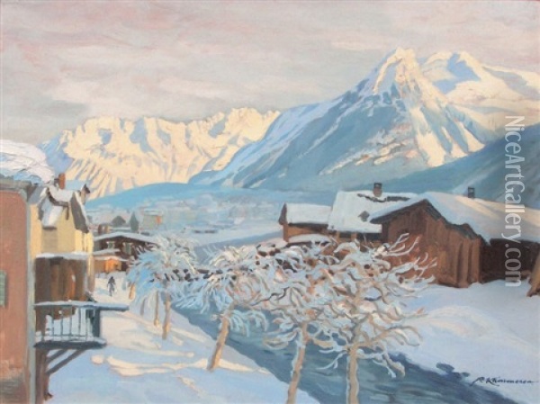 Matin Glace A Davos Oil Painting - Robert Kaemmerer