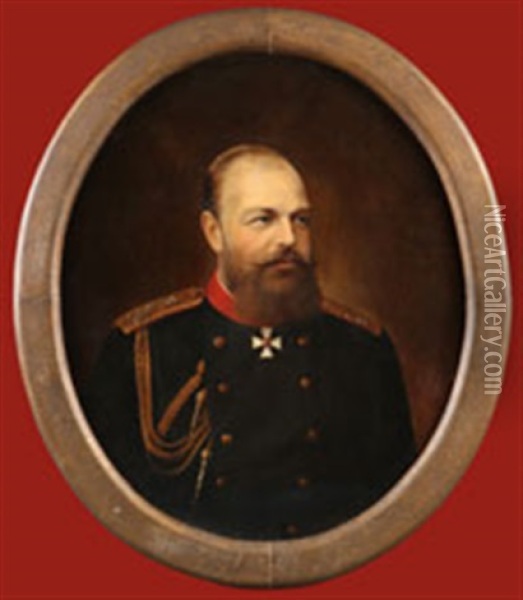 Portrait Of Tsar Alexander Iii Oil Painting - Nikolai Kornilievich Bodarevsky