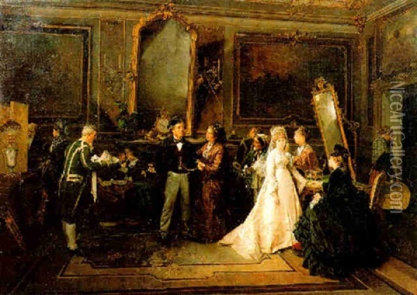 L'attesa Dello Sposo Oil Painting - Domenico Induno