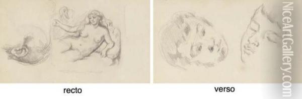 Etude Pour Leda Et Etude De Tete (recto); Deux Etudes De Paul Cezanne Fils (verso) Oil Painting - Paul Cezanne